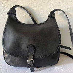 VINTAGE TUSTING MADE IN ENGLAND CROSSBODY LEATHER SADDLE BAG BLACK